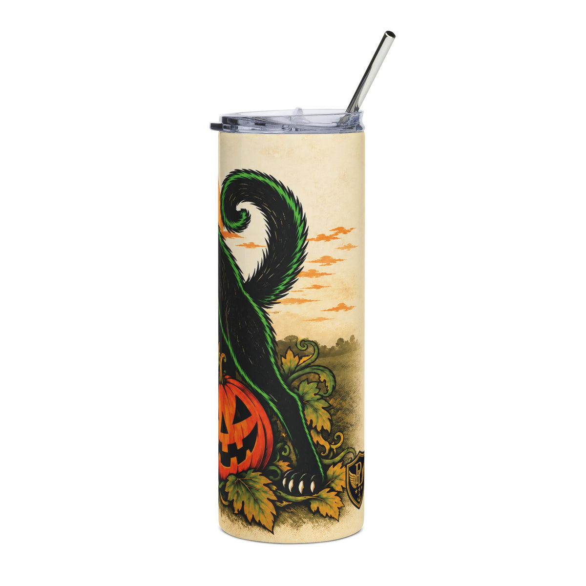 Vintage Halloween Black Cat Tumbler — 20oz