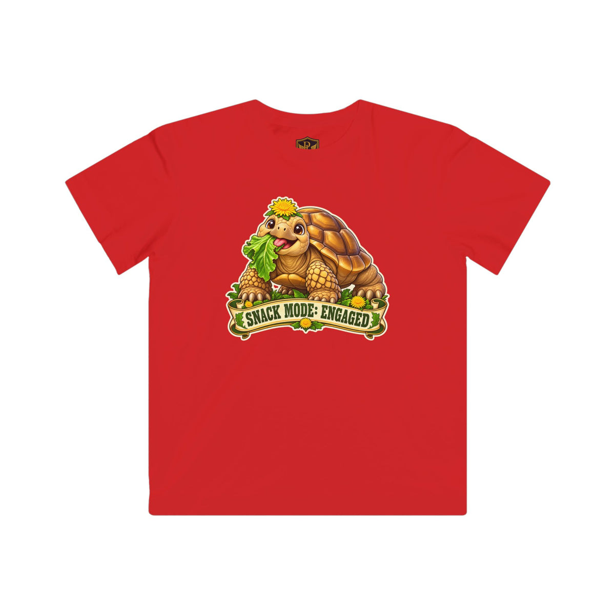 Snack Mode Engaged Sulcata Tortoise Kids’ T-Shirt