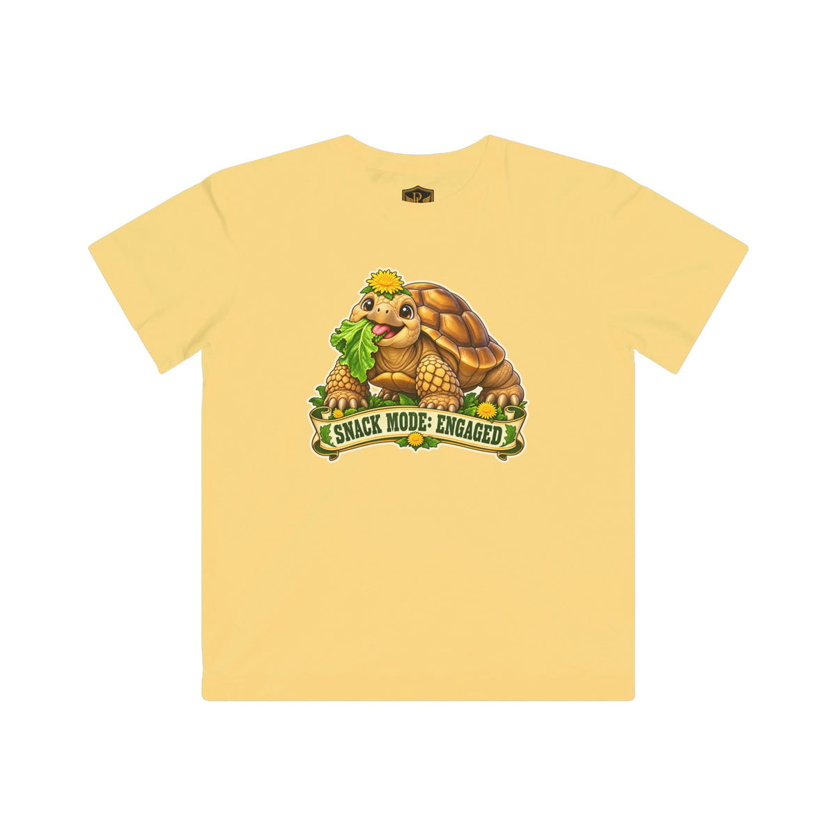 Snack Mode Engaged Sulcata Tortoise Kids’ T-Shirt