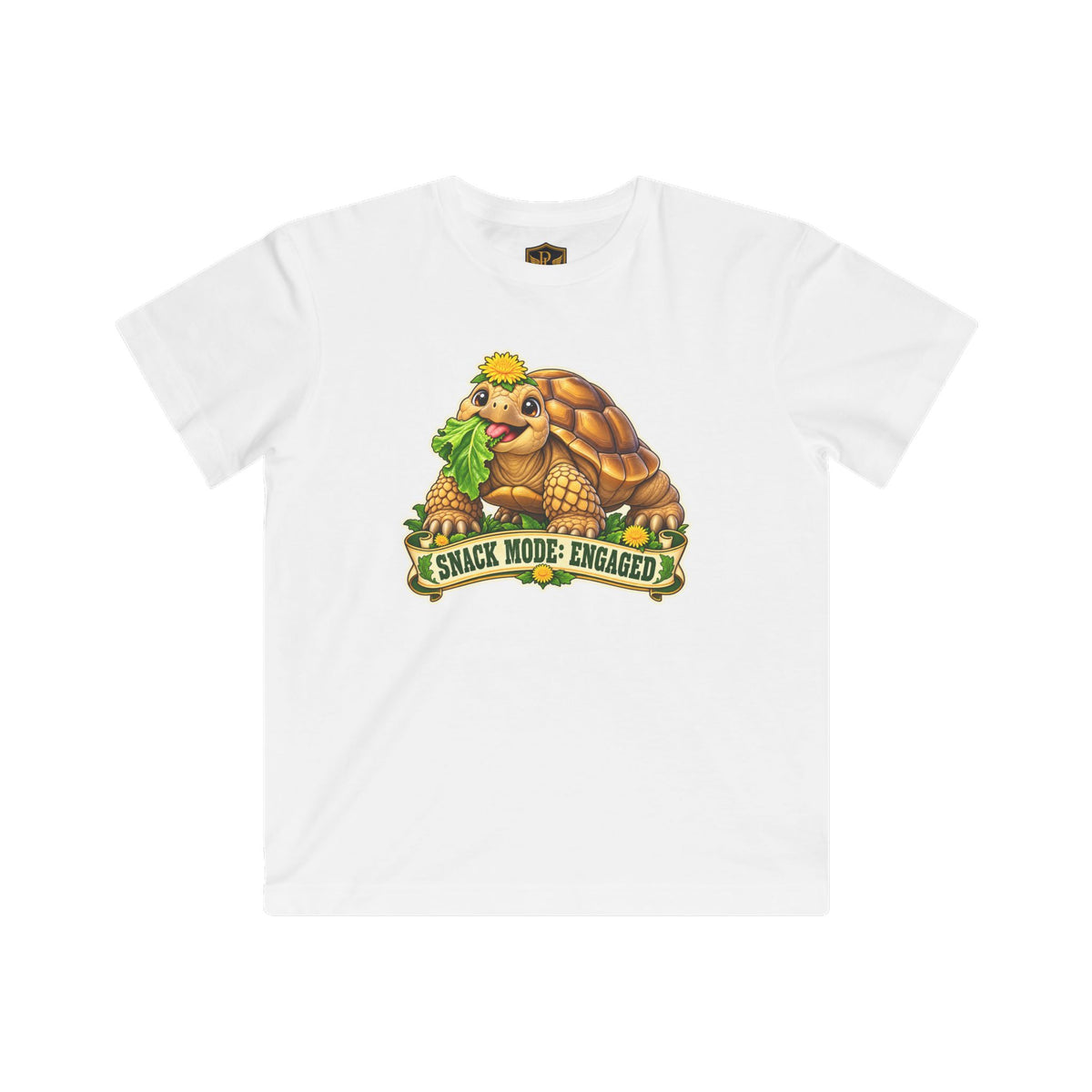 Snack Mode Engaged Sulcata Tortoise Kids’ T-Shirt