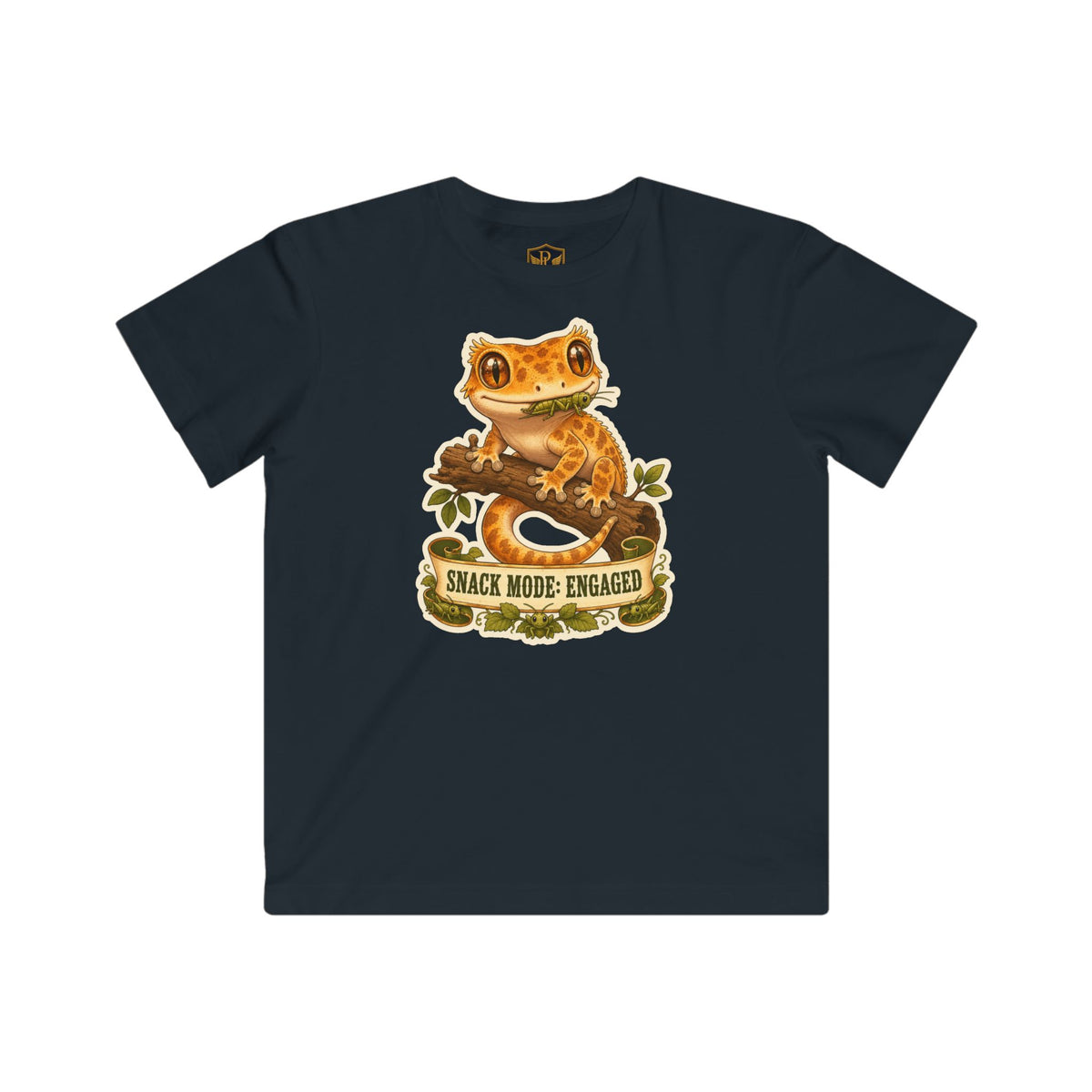 Snack Mode Engaged Crested Gecko Kids’ T-Shirt