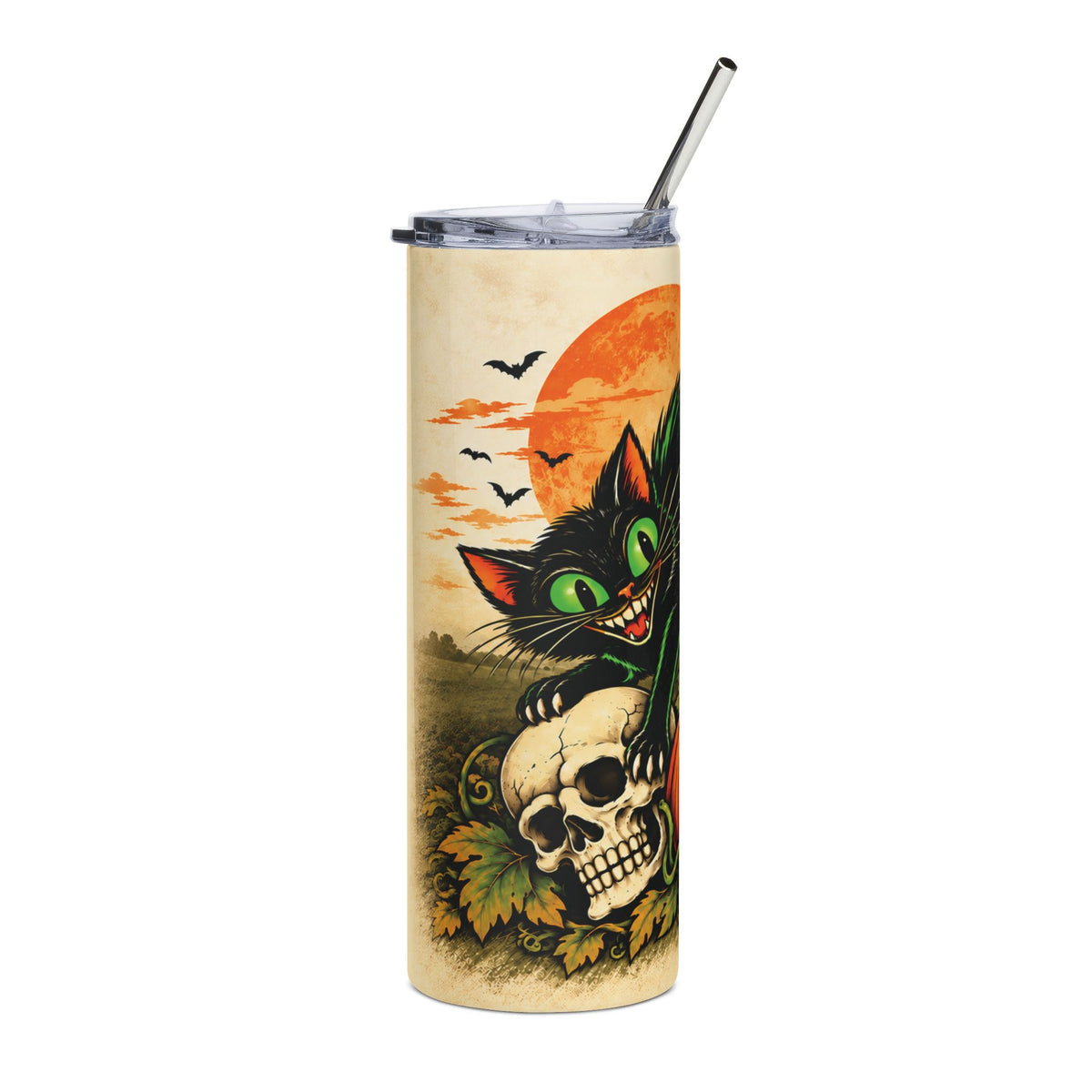 Vintage Halloween Black Cat Tumbler — 20oz
