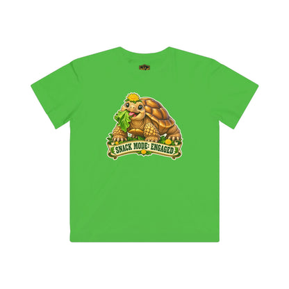 Snack Mode Engaged Sulcata Tortoise Kids’ T-Shirt