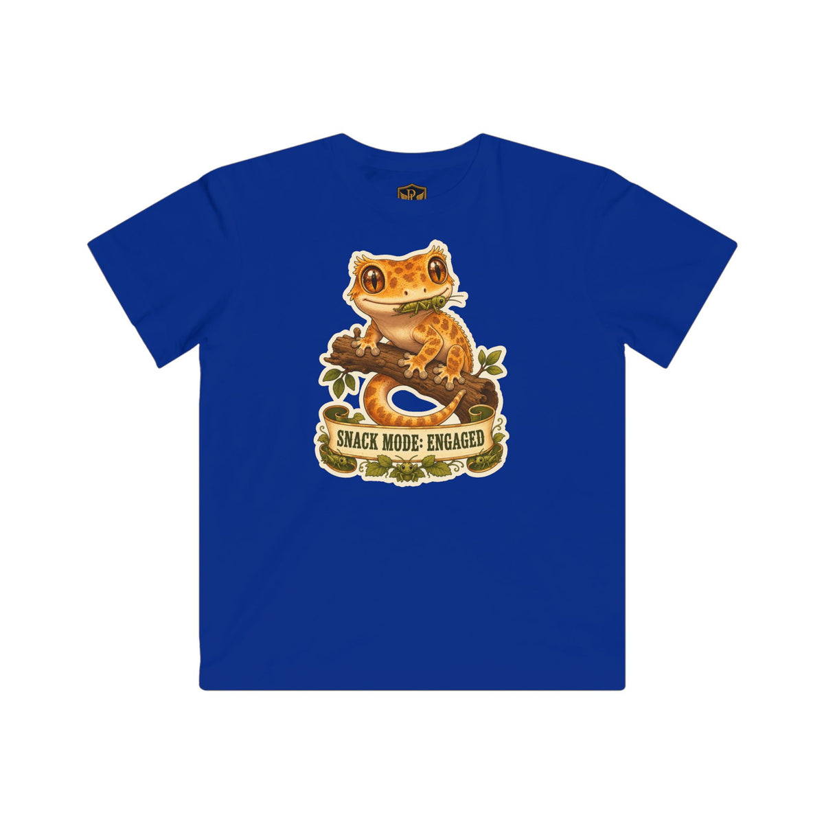 Snack Mode Engaged Crested Gecko Kids’ T-Shirt