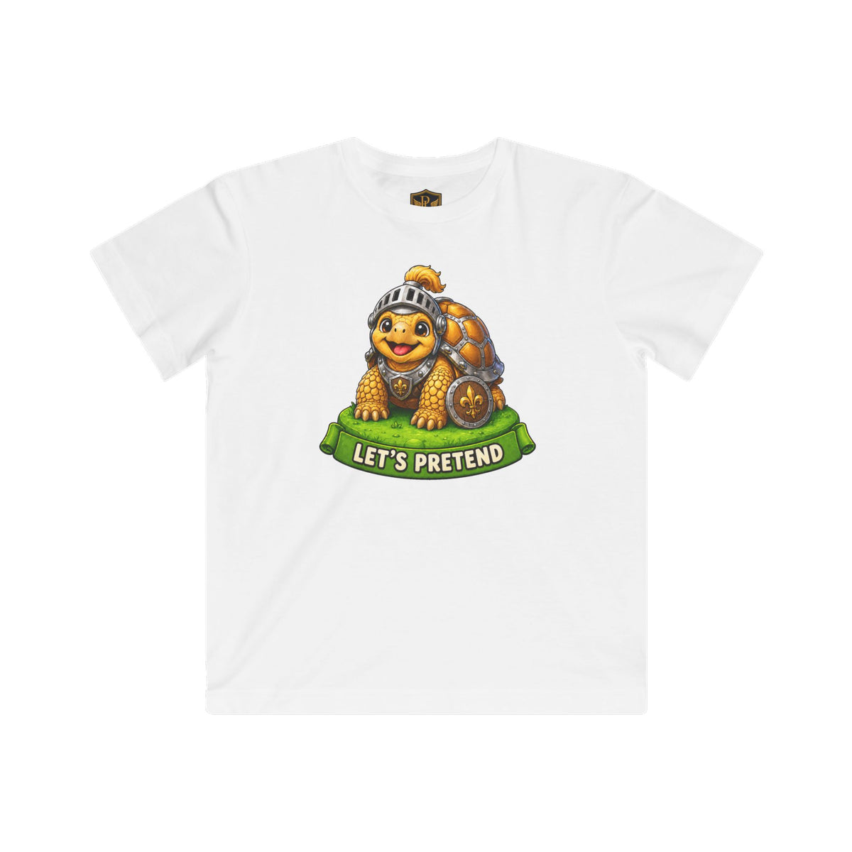 Let’s Pretend Sulcata Tortoise Knight Kids’ T-Shirt