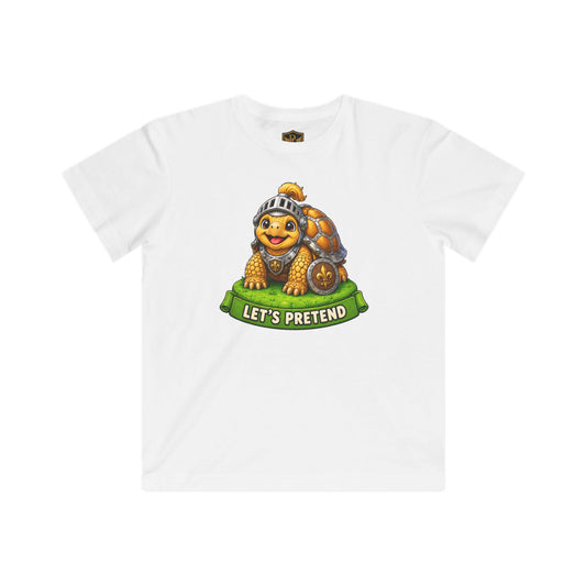 Let’s Pretend Sulcata Tortoise Knight Kids’ T-Shirt