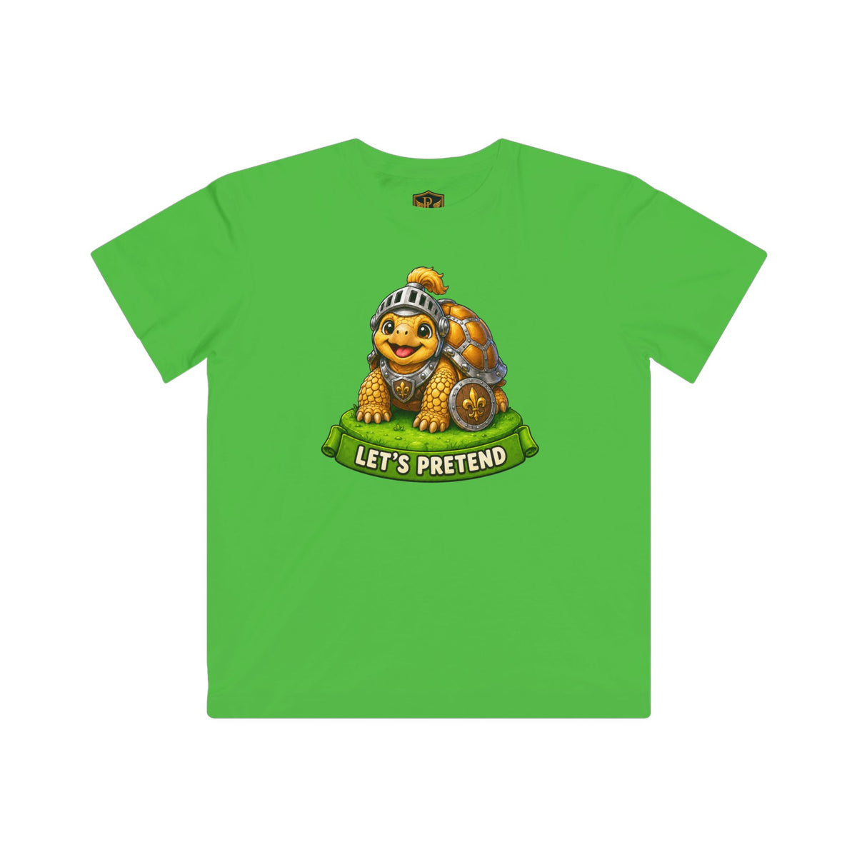 Let’s Pretend Sulcata Tortoise Knight Kids’ T-Shirt